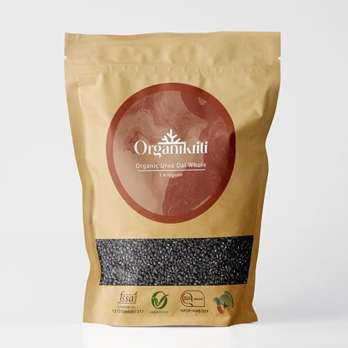 Organikriti Organic Urad Dal - 1 Kg | Rich In Protein | Black Gram Whole | No Additives | 100% Organic And Healthy | Chemical Free & Pesticides Free.