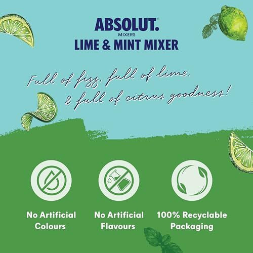 Absolut Cocktail Mixers, Lemon And Mint Flavour, Pack Of 6, 6 X 250Ml