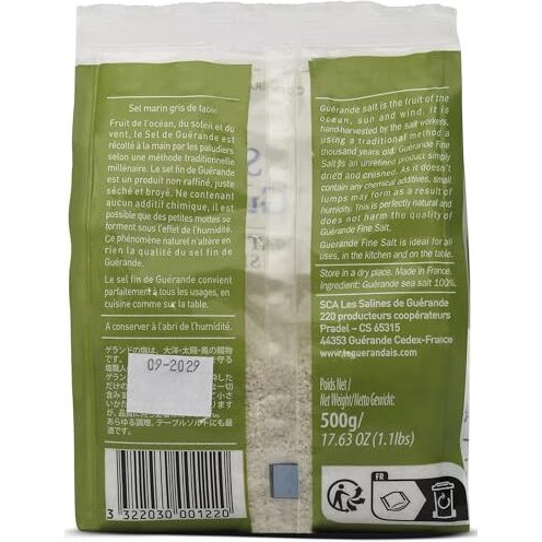 Celtic Sea Salt, Le Gurandais Sel Fin De Gurande, Natural Fine Sea Salt, Traditional Dried And Ground Salt, Hand Harvested, Naturally Grey, 500 Grams (1.1 Lbs)