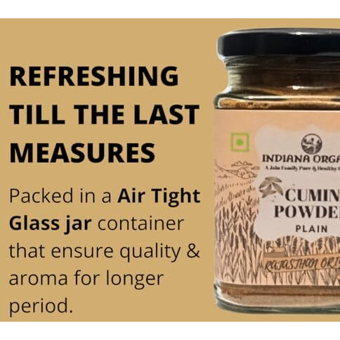 Indiana Organic - Roasted Cumin Powder | Bhuna Jeera Powder | Packed On Order From Fresh Batch | Zero Added Colours, Fillers, Additives & Preservatives - 150 Gram (Roasted Cumin Powder)