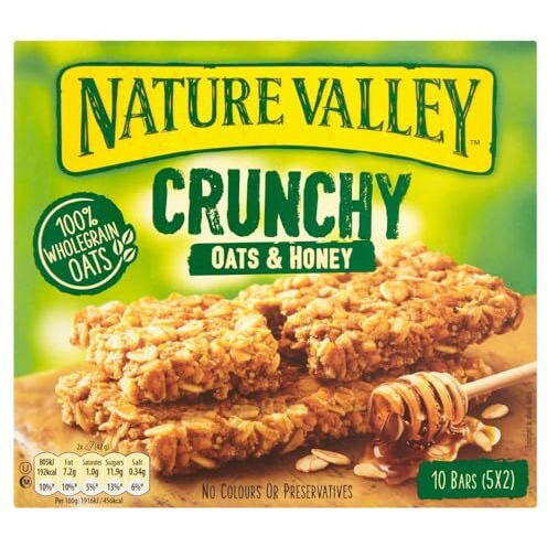 Nature Valleys Crunchy Oats & Honey Granola Bars, 100% Wholegrain, No Colours Or Preservatives, 10 Bars 210G (Uk)
