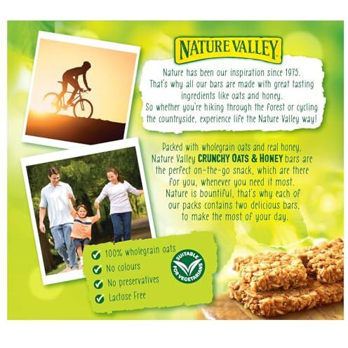 Nature Valleys Crunchy Oats & Honey Granola Bars, 100% Wholegrain, No Colours Or Preservatives, 10 Bars 210G (Uk)