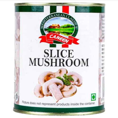 Caneen - Slice Mushroom 800G*8 | Rich In Protein & Fibres | Gluten Free, Non Gmo | No Added Preservatives & Colours | Fresh Sliced Mushrooms (Pack Of 8)