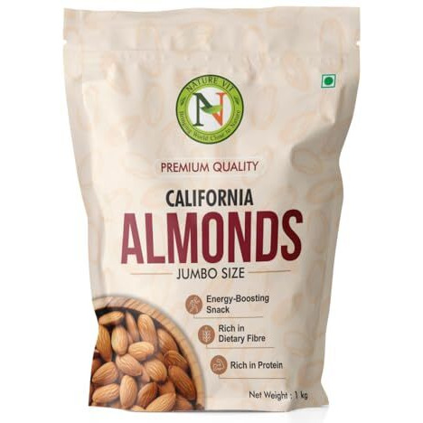 Naturevit Jumbo California Almonds, 500G | Big Size Badaam | 100% Natural Crunchy Badam Giri | Nuts & Dry Fruits | Rich In Protein, Fibre, Vitamin E, Magnesium & Calcium|Healthy Snacks | Dry Fruit Gift Pack