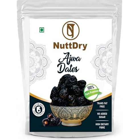 Nuttdry Premium Fresh Ajwa Dates Original 500G Pack Of 1 | Iron & Fibre Rich Naturally Sweet Without Added Sugar | Dry Fruits & Nuts | All Natural | No Preservatives | Khajur | Khajoor | Khejur