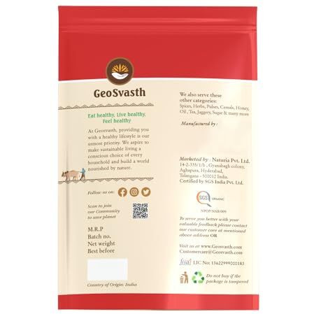 Geosvasth Organic Red Poha 500 G | 100% Certified Flattened And Beaten Rice | Chemical, Pesticides Or Gluten Free | Avalakki, Atukulu, Chira, Pohe, Phovu, Chivda | (Pack Of 2)