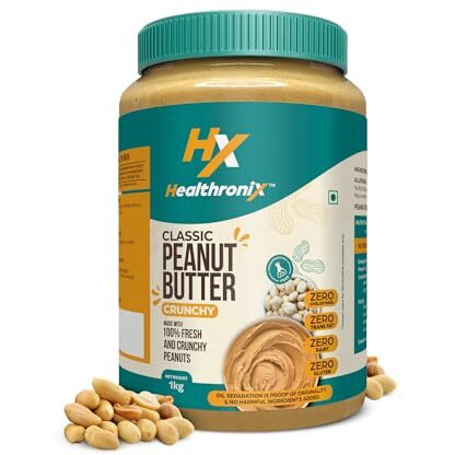 Healthronix Classic Crunchy Peanut Butter 1Kg | 26G Protein To Boost Energy | Tasty & Healthy Nut Butter Spread | Vegan | Cholesterol Free, Gluten Free | Zero Trans Fat | Creamy Peanut Butter