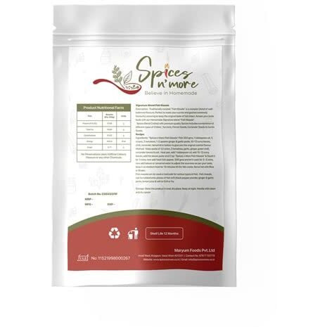 Spices N More Fish Masala For Cooking Delicious Dish With Natural Aroma & Authentic Taste Rich In Flavor, Naturally Processed And No Preservatives (50 Gm)