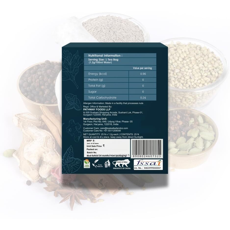 Tea Leaf & Co. Detox Kahwa Green Tea Digestive Health & Detoxification Natural & Farm Fresh Total 50 Tea Bags Pack Of 2
