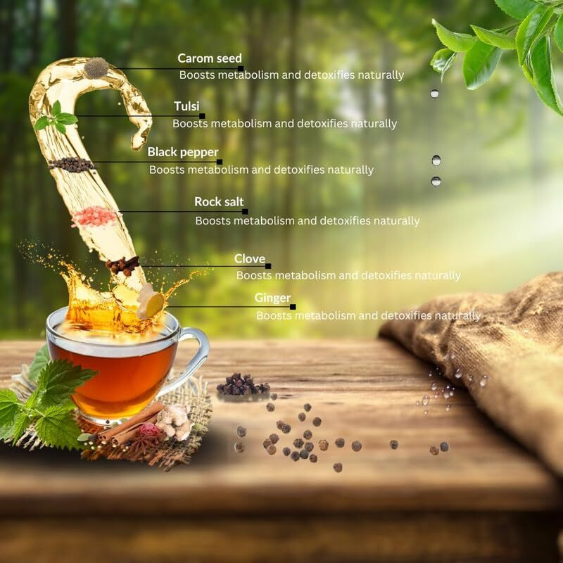Tea Leaf & Co. Detox Kahwa Green Tea Digestive Health & Detoxification Natural & Farm Fresh Total 50 Tea Bags Pack Of 2