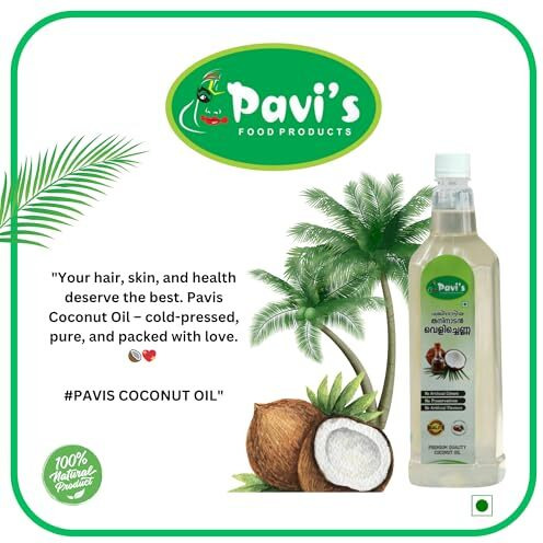 PaviS 100% Pure Cold-Pressed Coconut Oil, 500Ml  Natural, Unrefined, Rich In Nutrients, Perfect For Cooking, Skin & Hair Care, Free From Additives And Preservatives
