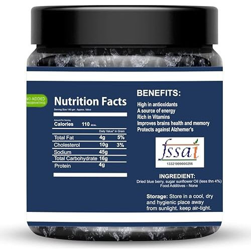Avlokan Dried Seedless Californian Blueberries 150 Gm  No Added Sugar |Nutrient-Rich Superfood Snack | Healthy, Delicious, Perfect For Baking, Trail Mix, Smoothies, And Snacking