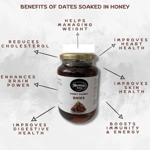 Organic Honey Soaked Mix Dates Maverick India Honey For Your Health - Natural Honey Soaked Dates | Pure Honey Soaked Dates, Organic Honey Raw Unprocessed | Sugar Free Honey Dates