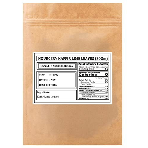 Nourcery Dried Kaffir Lime Leaves, 30Gm (Makrut Lime Leaves)