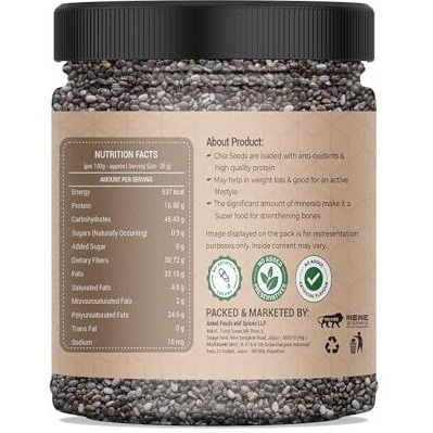 Amayu Raw Chia Seeds 600 Gm | Healthy Snacks For Weight Loss | Seeds For Eating | Rich In Calcium, Protein & Omega 3 | Chia Seed (200 X 3) Pack Of 3
