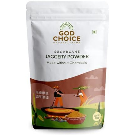 God Choice Organic Farms  Organic Jaggery Powder 500Gm | Handmade | Unrefined And Chemical Free | Pure Jaggery Powder Organic (Pack Of 1)