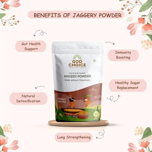 God Choice Organic Farms  Organic Jaggery Powder 500Gm | Handmade | Unrefined And Chemical Free | Pure Jaggery Powder Organic (Pack Of 1)