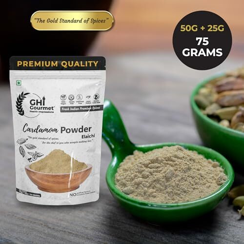 Gourmet Health Impressions Superior Grade Finely Grounded Cardamom Powder 75G And Tellicherry Whole Black Pepper 100G | Pack Of 2 Spices | Non Gmo, No Chemicals Or Preservatives | Net Weight 175G