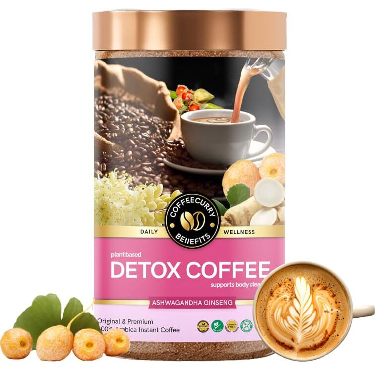 Coffeecurry Detox Coffee - (65 Grams, 1 Month Pack) Helps With Body Detox, And Liver Cleansing | Instant Premium Arabica Coffee