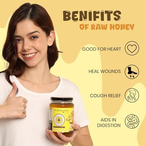 Ms Beekeeping 100% Pure Organic Raw Honey | Unprocessed & Unfiltered | No Sugar, No Preservatives | Multi-Flora Wild Honey | Natural Superfood For Immunity & Digestion (1 Kg)