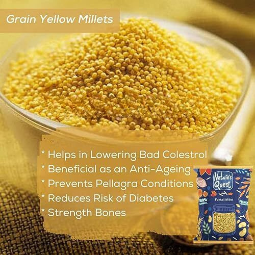Nature's Quest Foxtail Millet - (Kaon/Kang/Kangni/Kakum/Navani/Korralu/Korra/Thinai/Navane/Tenai/Kanghu) | Native Low Gi Millet Rice | High Protein - 9000 Gms