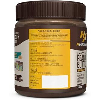 Healthronix Chocolate Smooth Peanut Butter 340G | 25G Protein & 4G Dietary Fibre | Tasty & Healthy Chocolate Spread For Breakfast & Snacks, Made With Roasted Peanuts, Zero Cholesterol & Trans Fat