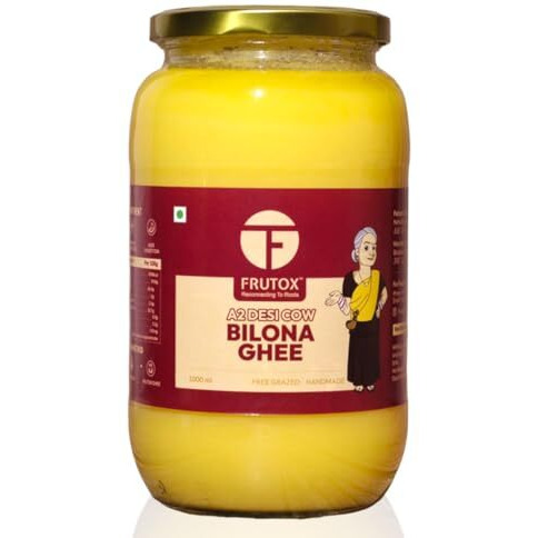 Frutox A2 Desi Cow Bilona Ghee (1000 Ml)|Hand-Churned, Traditional Ayurvedic Process| Grass-Fed Desi Cow Milk|Rich In Nutrition