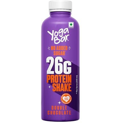 Yogabar Double Chocolate Protein Milk Shake, 26G Protein, No Added Sugar, 24 Pack