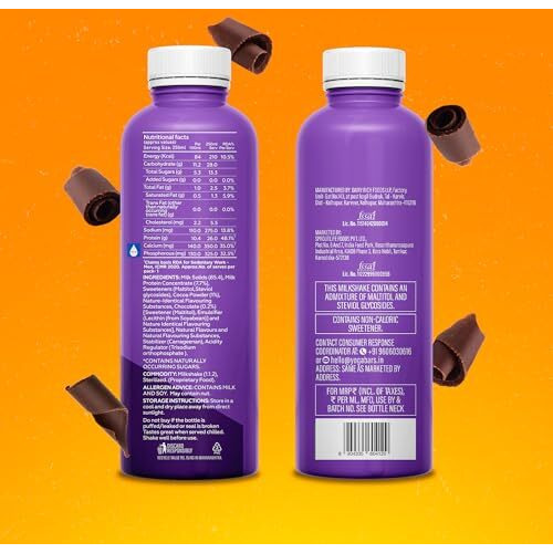 Yogabar Double Chocolate Protein Milk Shake, 26G Protein, No Added Sugar, 24 Pack
