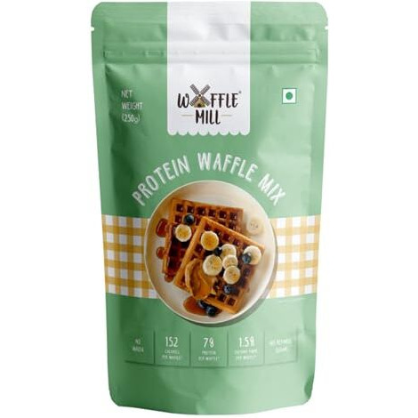 Waffle Mill Instant Protein Waffle Mix - 250Gm | Instant & Healthy Breakfast For Kids & Adults | 100% Vegetarian And Eggless | No Added Preservatives | No Refined Sugar