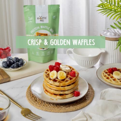 Waffle Mill Instant Protein Waffle Mix - 250Gm | Instant & Healthy Breakfast For Kids & Adults | 100% Vegetarian And Eggless | No Added Preservatives | No Refined Sugar
