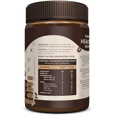 Healthronix Coffee Smooth Peanut Butter 500G | 27G Protein & 7G Dietary Fibre | Healthier & Tastier Nut Butter Spread For Morning Breakfast, Evening Snacks | Cholesterol Free | Creamy Peanut Butter