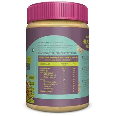 Healthronix All Natural Crunchy Peanut Butter 500G | 100% Roasted Peanuts | 30G High Protein 10G Dietary Fibre | Nut Butter Spread | No Added Sugar & Salt | No Palm Oil | Zero Cholesterol | Unsweetened Peanut Butter