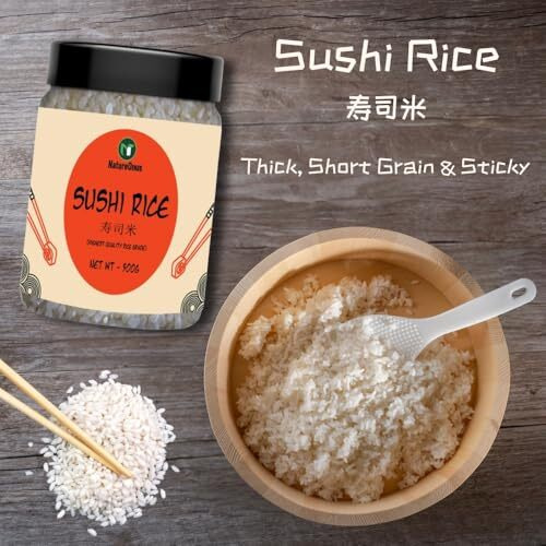 Natureonus Sushi Rice, 500G Jar Pack | Perfect For The Preparation Of Sushi Dishes And Traditional Japanese Dishes (Japanese Cuisine | Sticky And Aromatic)