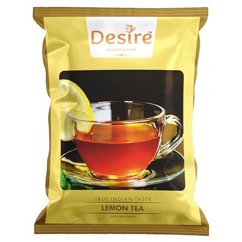 Desire Instant Premix Instant Ice Tea Lemon Flavor - Refreshing Taste - Can Enjoyed With Hot Or Cold Water - Natural Lemon Tea Premix (500G Serves 40 Cups, Pack Of 1)