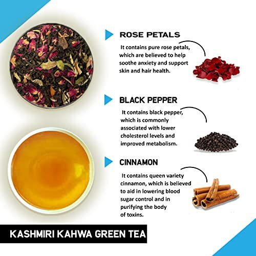 Teacurry Kashmiri Kahwa Green Tea - 100 Grams Loose Tea | Almond, Rose, Cardamom, Cinnamon, Green Tea | Kashmiri Kahwa Green Tea Helps In Weight Loss, Immunity & Digestion