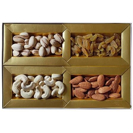 Naturevit Dry Fruits Gift Pack, 200Gm (Cashew, Almond, Pistachios And Raisins) | Diwali Gift Pack For Family, Friends, Corporate Office Gifts Combo (50 Grams - Each Item)