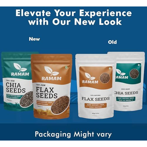 Ramam Chia & Flax Seeds Combo 250G Each | 100% Natural Raw Seeds For Eating | High Dietary Fiber & Protein | Rich In Magnesium, Omega 3| Gluten Free | Manage Cholesterol Level |