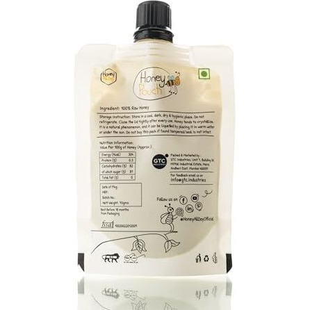 Honey All Day - Raw Honey Pouch Pack Of 2 |100% Natural Cold Processed Organic Honey |Sourced From Forests Of Bengal |Fresh Honey |Immunity Booster |No Added Sugar 100% Certified & Tested (70 Gm Each)