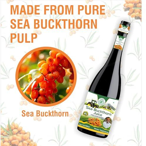 H&H Health & Hygiene Sea Buckthorn Juice 500Ml | Pure Himalayan Berry Juice Natural Immunity Booster | Antioxidant