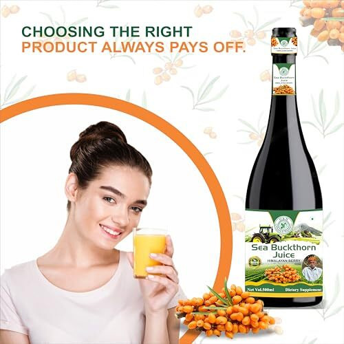 H&H Health & Hygiene Sea Buckthorn Juice 500Ml | Pure Himalayan Berry Juice Natural Immunity Booster | Antioxidant