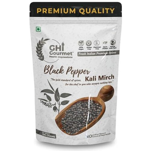 Gourmet Health Impressions Superior Grade Ghi Spices | Whole Black Pepper 100G | Whole Clove 50G | Whole Green Cardamom 8Mm+ 50G | Black Pepper Powder 75G | Cinnamon Powder 75G | Cardamom Powder 75G | Net Weight 425G