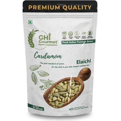 Gourmet Health Impressions Superior Grade Ghi Spices | Whole Black Pepper 100G | Whole Clove 50G | Whole Green Cardamom 8Mm+ 50G | Black Pepper Powder 75G | Cinnamon Powder 75G | Cardamom Powder 75G | Net Weight 425G