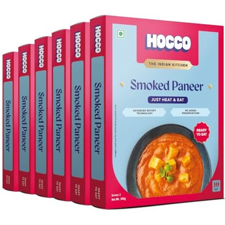 Hocco Ready To Eat Smoked Paneer Sabji | Just Heat & Eat Food | No Added Perservatives & Colour | Meal Ready In 5 Minutes| Microwaveable_Serves 2 People -300 Gm (Pack Of 6)