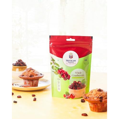 Merican Farms Premium Californian Dried Whole Cranberries 200Gm | Dried Fruit | No Fat And Low Calories | High Anti-Oxidants, Dietary Fiber & No Gluten | Healthy Snacks