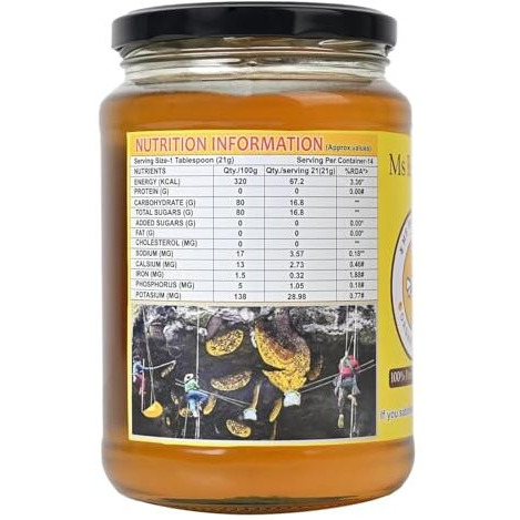 Ms Beekeeping 100% Pure Organic Raw Honey  250 Grams | Unprocessed & Unfiltered | No Sugar, No Preservatives | Multi-Flora Wild Honey | Natural Superfood For Immunity & Digestion (250 Gram)