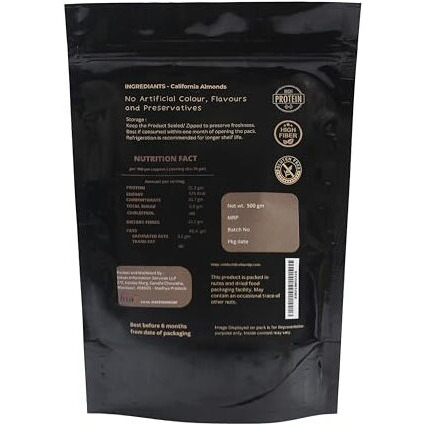 Naturegarden Premium Almonds | Whole California Badam, Gluten Free Snack | 500G Pack
