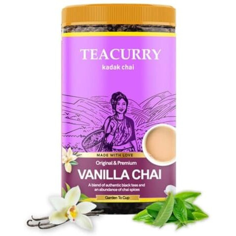 Just Vedic Vanilla Chai Tea (100 Grams, 50 Cups) - Helps With Calmness And Sugar Craving - Vanilla Tea Leaves