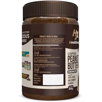 Healthronix Coffee Crunchy Peanut Butter 500G | 27G Protein & 7G Dietary Fibre | Healthier & Tastier Nut Butter Spread For Morning Breakfast, Evening Snacks | Zero Trans Fat | Creamy Peanut Butter