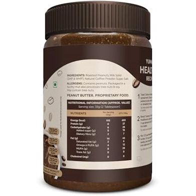 Healthronix Coffee Crunchy Peanut Butter 500G | 27G Protein & 7G Dietary Fibre | Healthier & Tastier Nut Butter Spread For Morning Breakfast, Evening Snacks | Zero Trans Fat | Creamy Peanut Butter